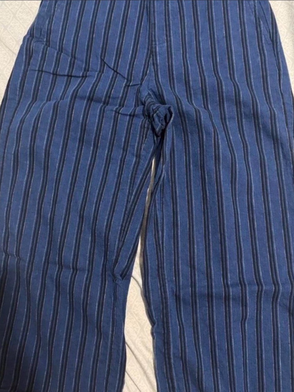 Black & blue striped wide leg pants
